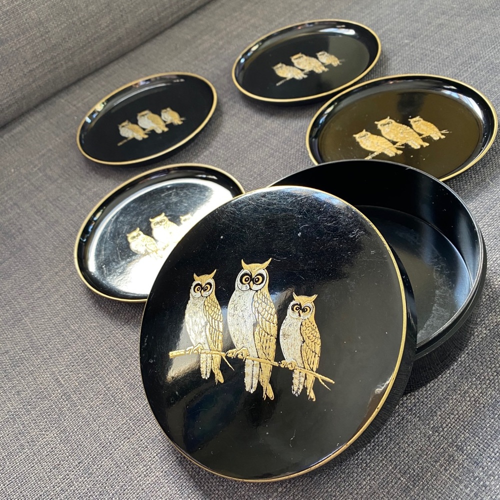 Vintage owl coasters